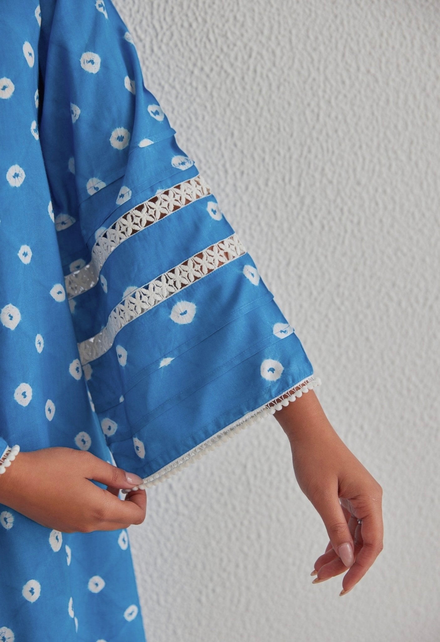Blue Bandhej Hand Tie Dye Coord Set With Farsi Salwar - Tara - C - Tara