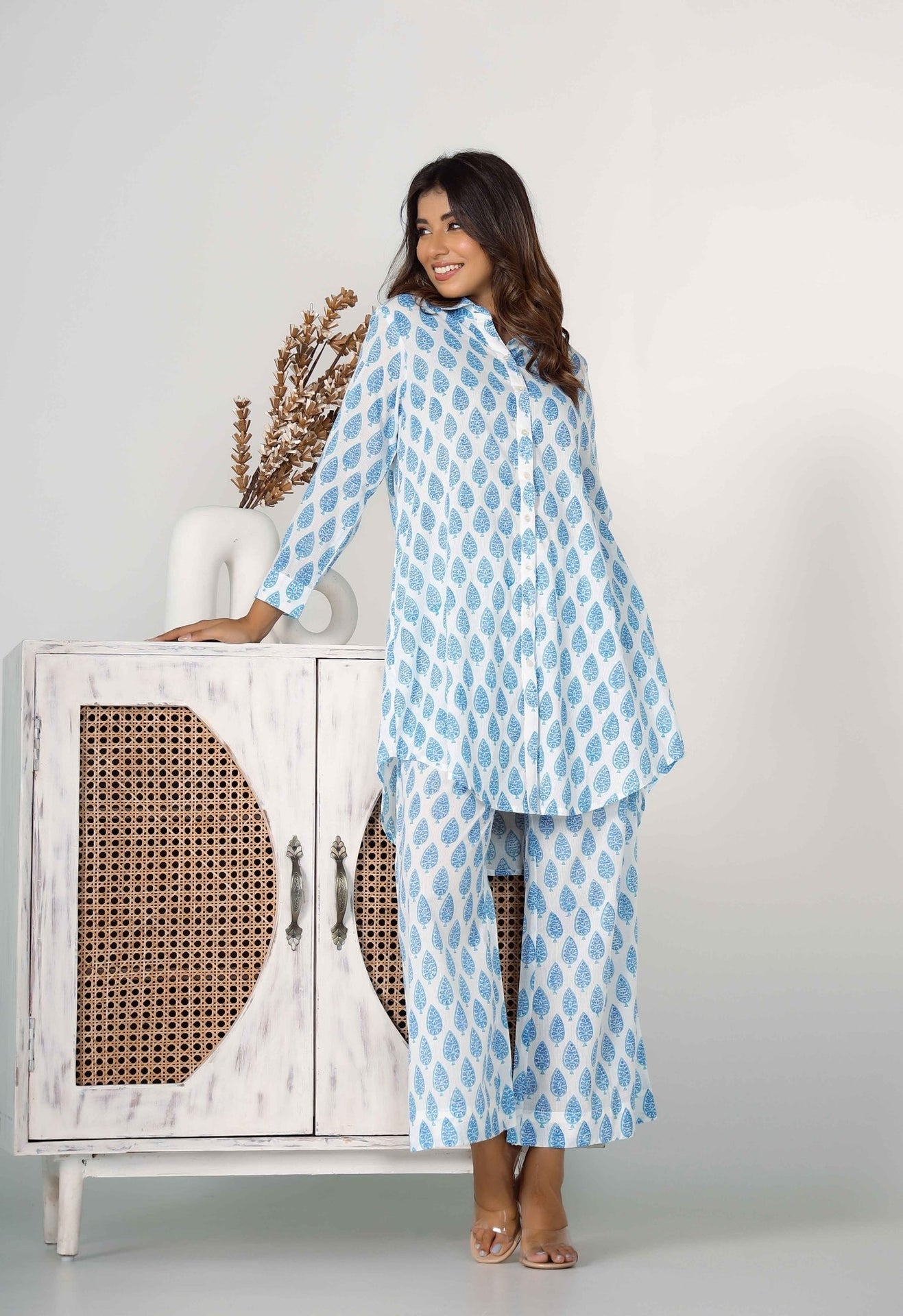 Blue Booti hand Block printed Co-ord Set (2pc) - Tara-C-Tara
