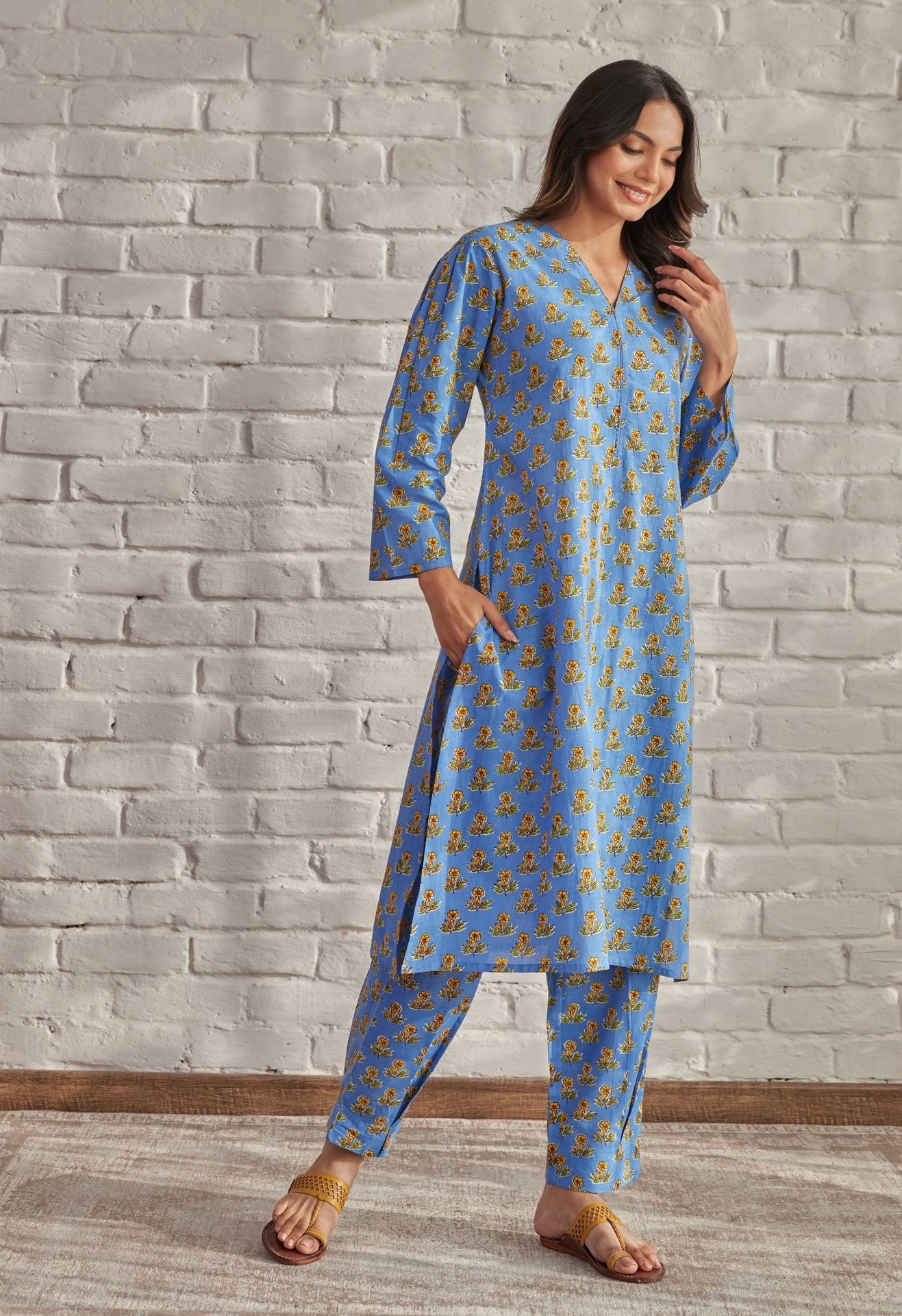 BLUE FLORAL BOOTI COORD SET - Tara-C-Tara