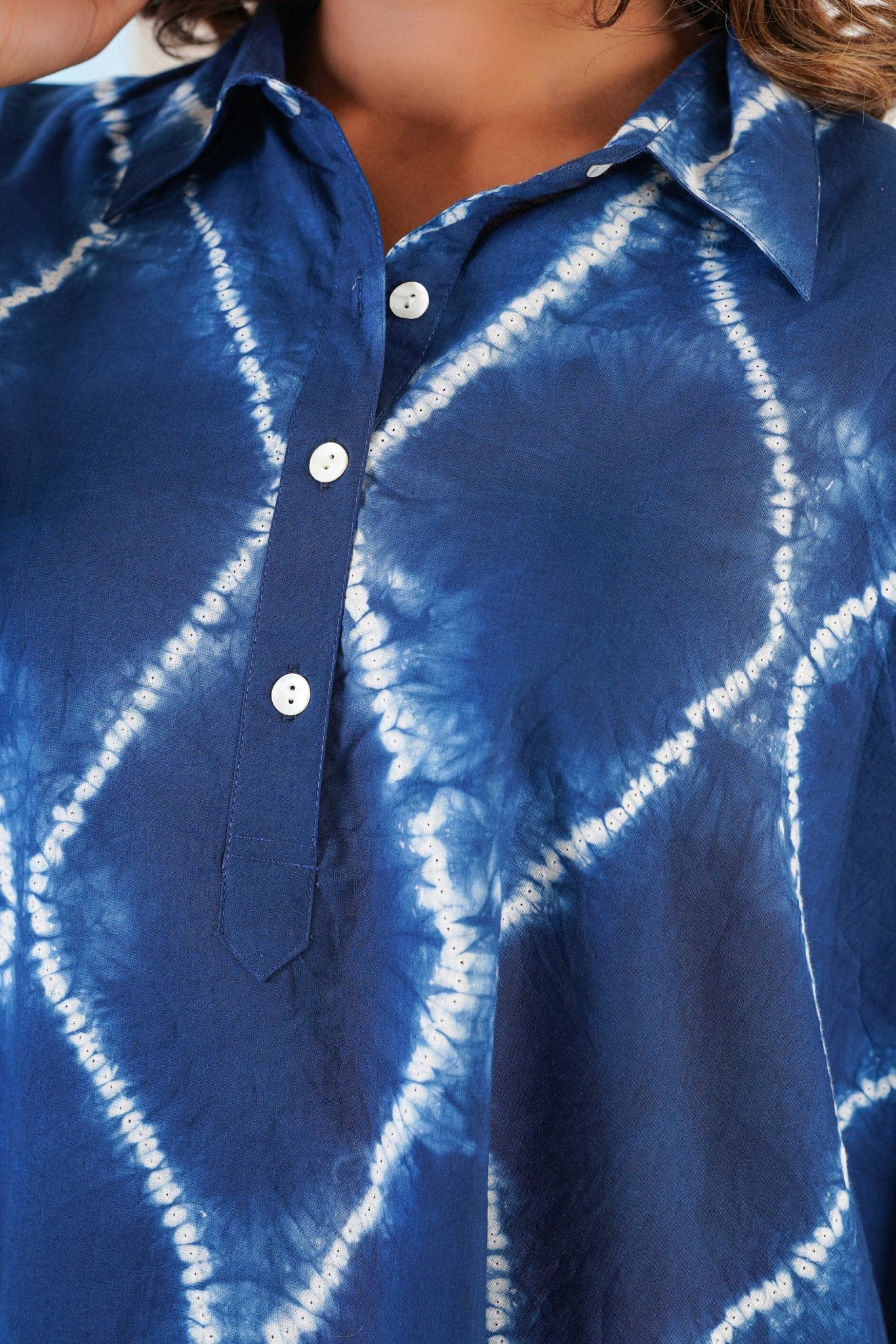 Indigo Hand Tie Dye Top - Tara - C - Tara