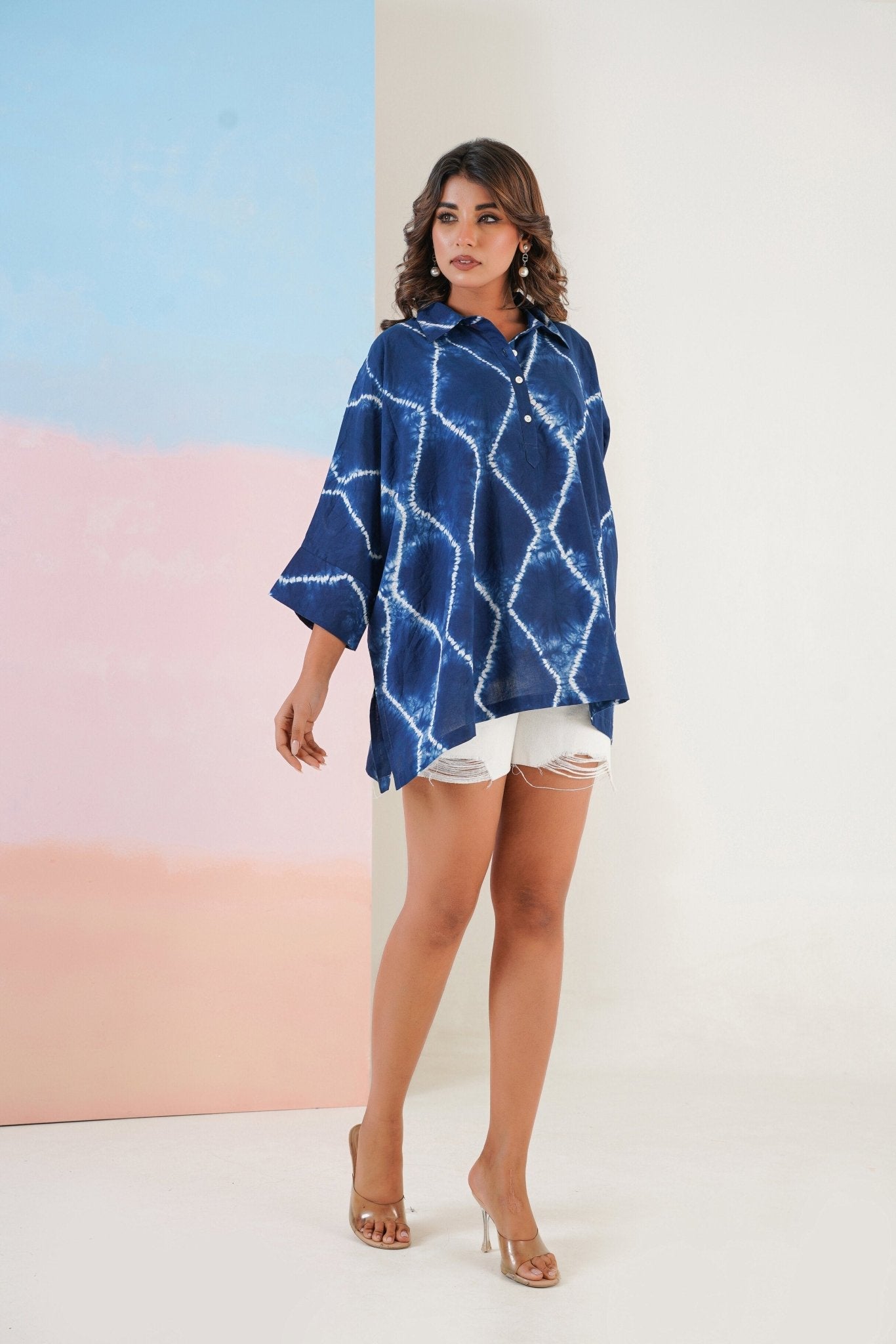 Indigo Hand Tie Dye Top - Tara - C - Tara