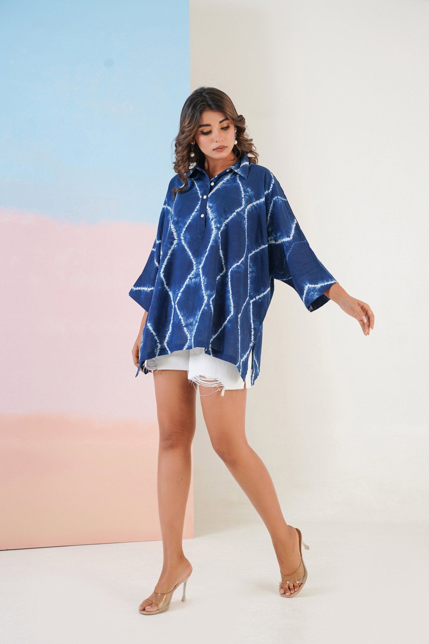Indigo Hand Tie Dye Top - Tara - C - Tara