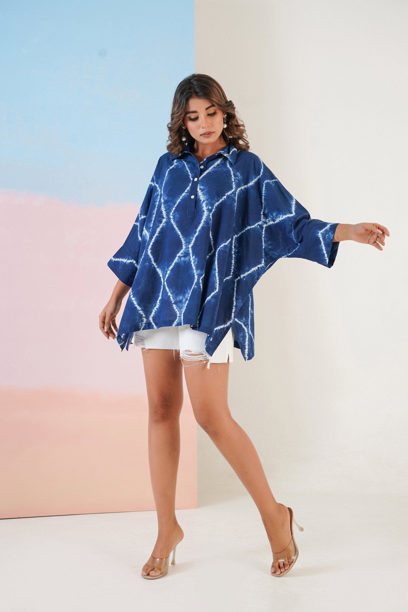 Indigo Hand Tie Dye Top - Tara - C - Tara