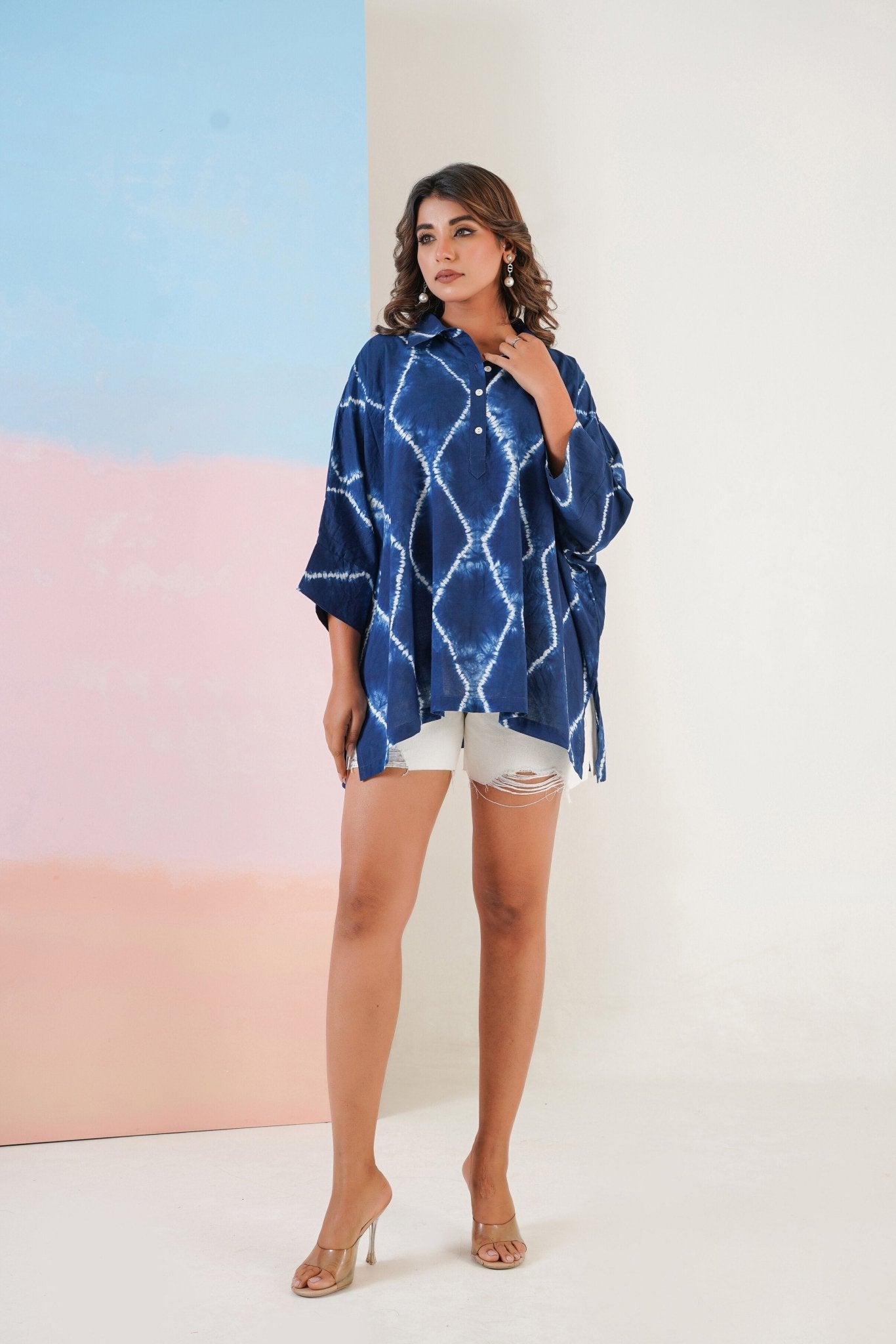 Indigo Hand Tie Dye Top - Tara - C - Tara