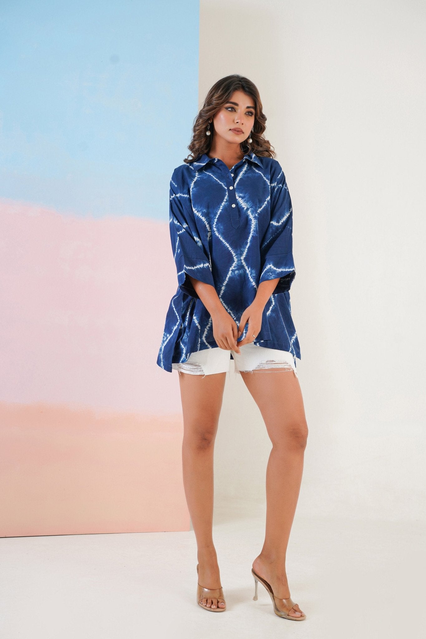 Indigo Hand Tie Dye Top - Tara - C - Tara