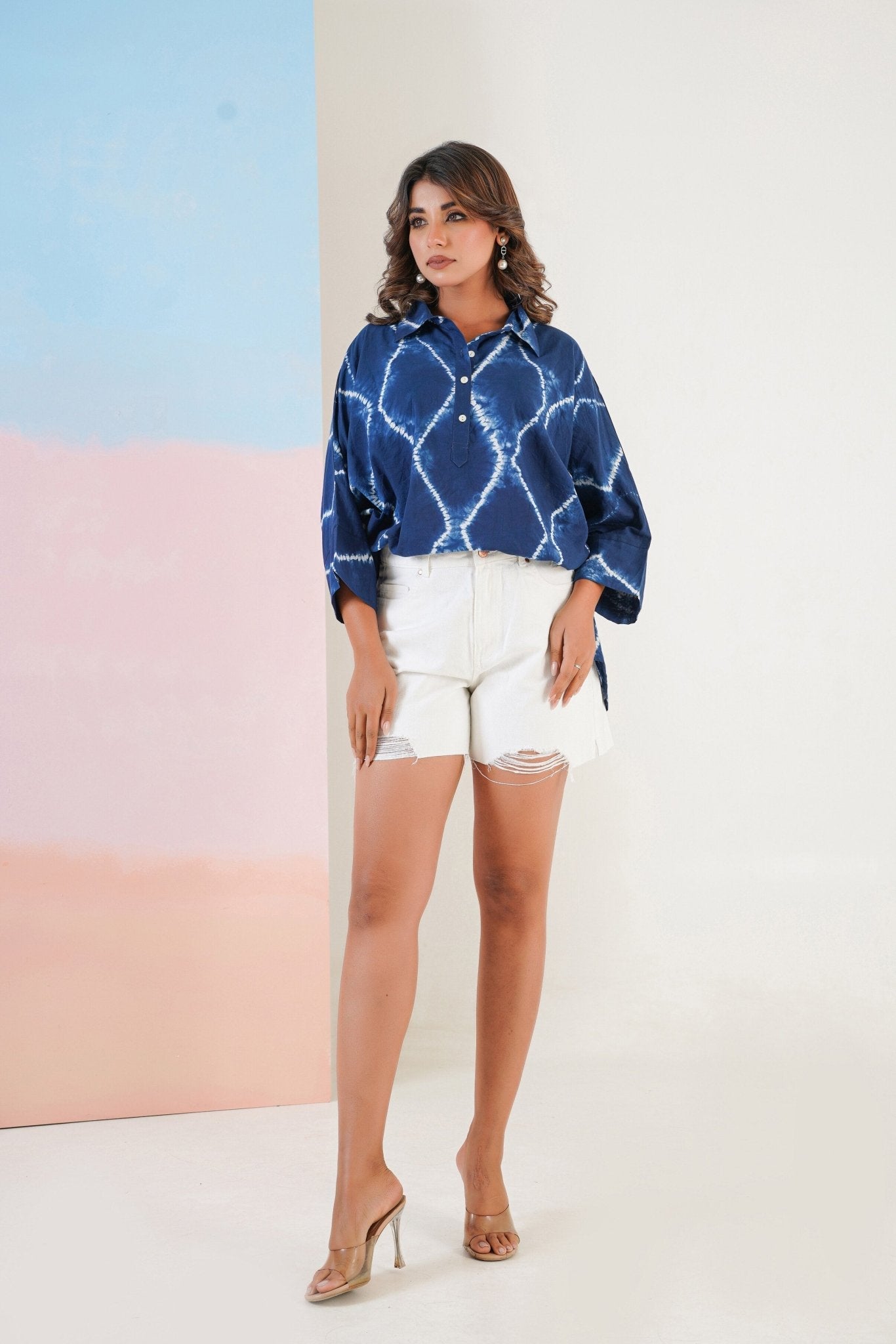 Indigo Hand Tie Dye Top - Tara - C - Tara