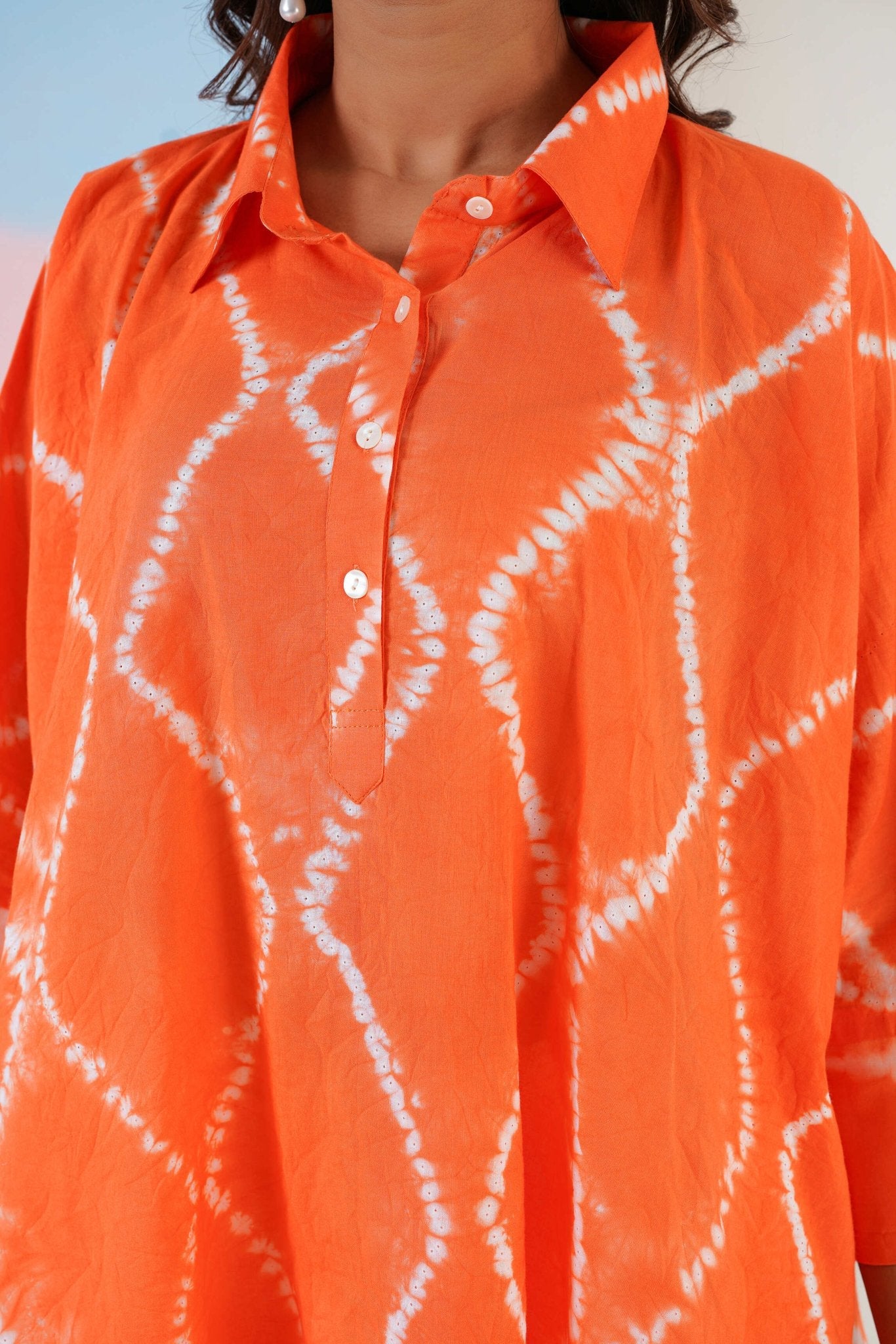 Orange Hand Tie Dye Top - Tara - C - Tara