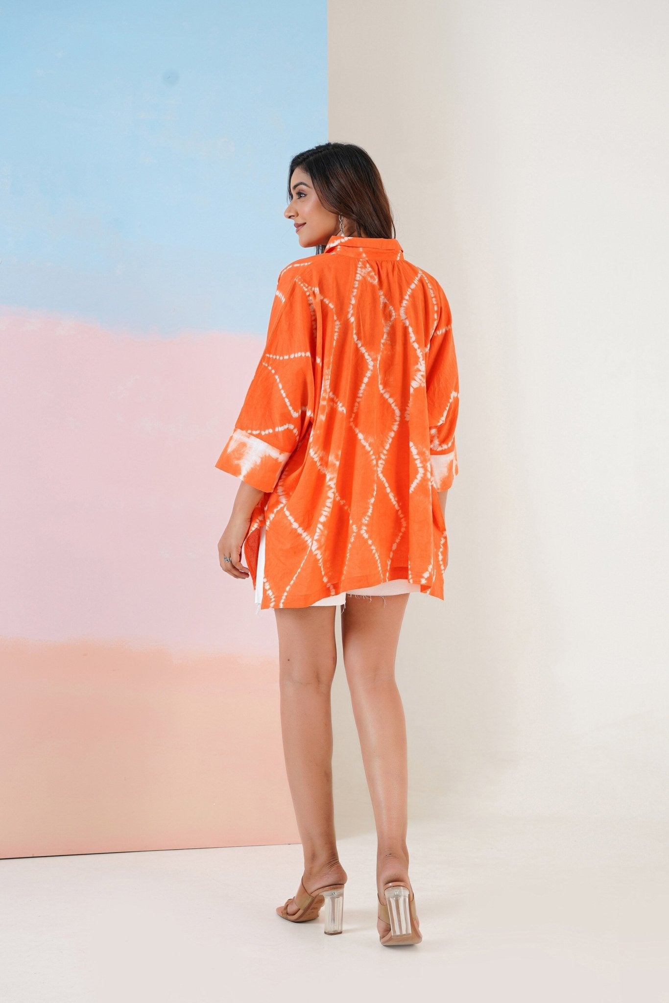 Orange Hand Tie Dye Top - Tara - C - Tara