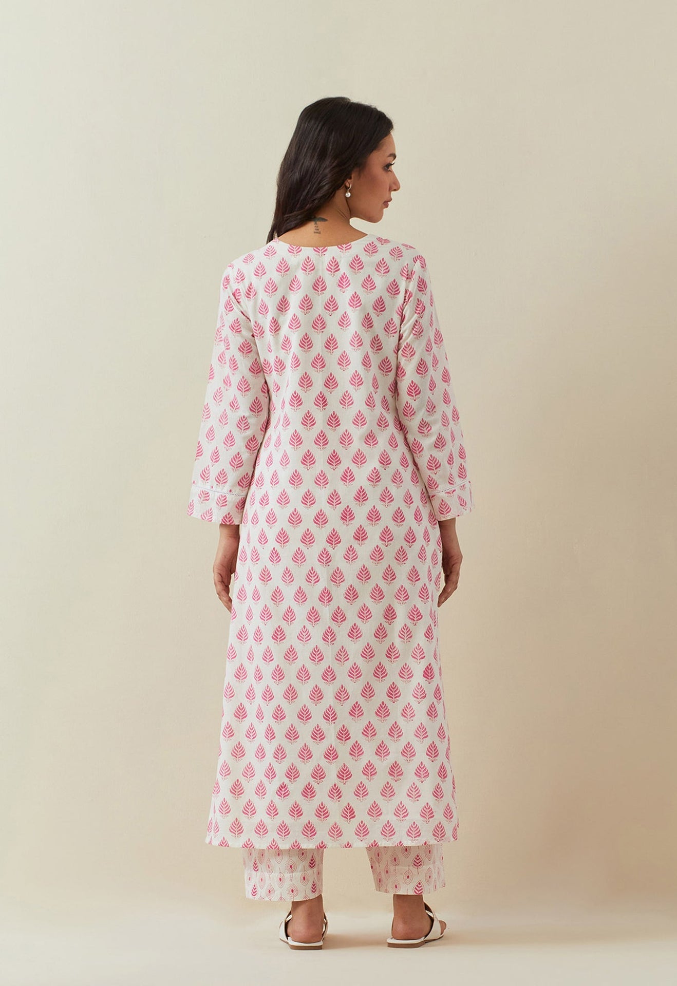 PINK BUTI HAND BLOCK PRINTED COORD SET - Tara - C - Tara