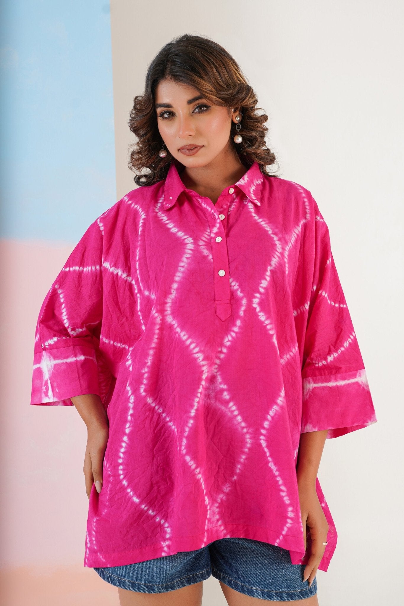 Pink Hand Tie Dye Top - Tara - C - Tara