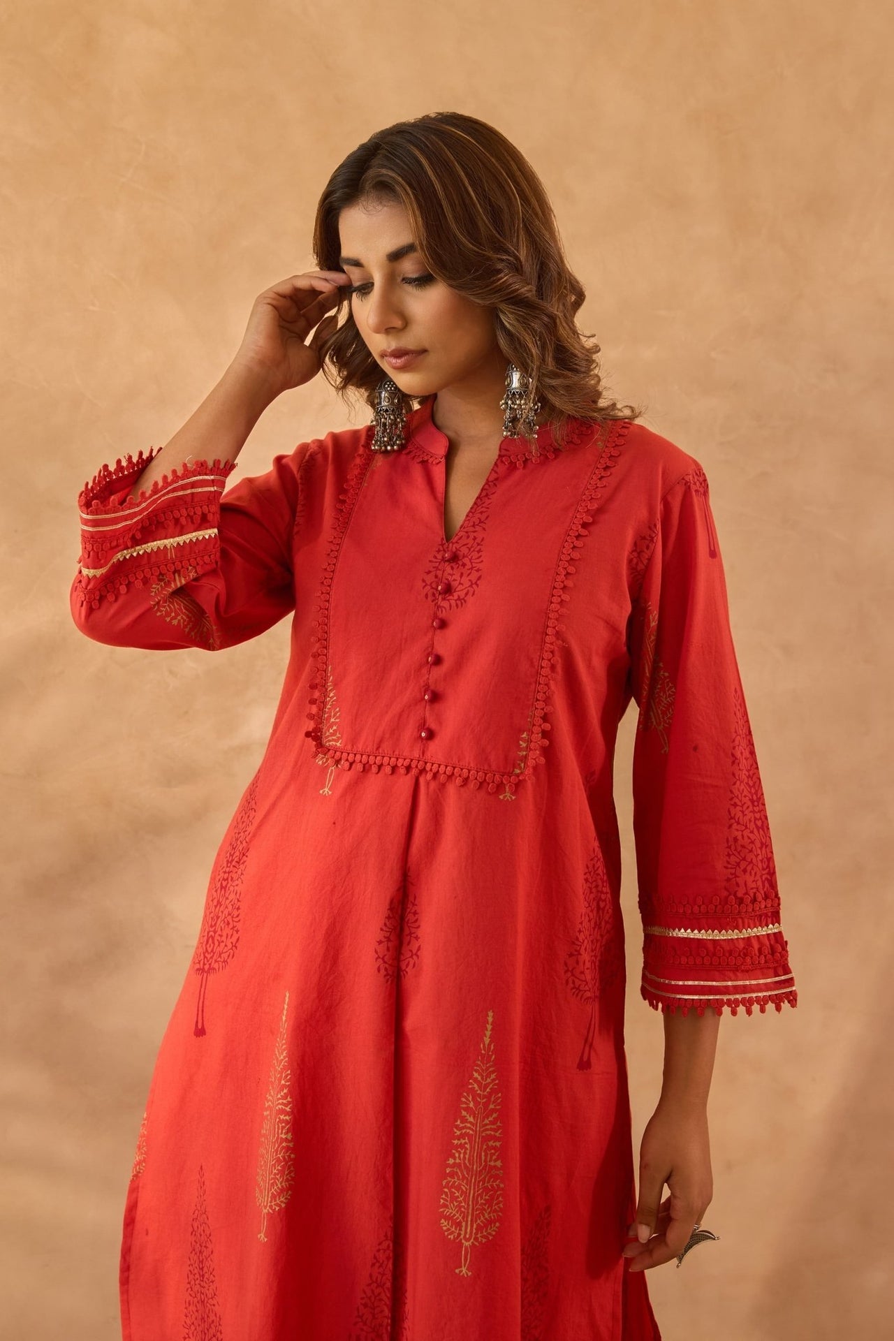 Red Buta Printed Coord Set - Tara - C - Tara