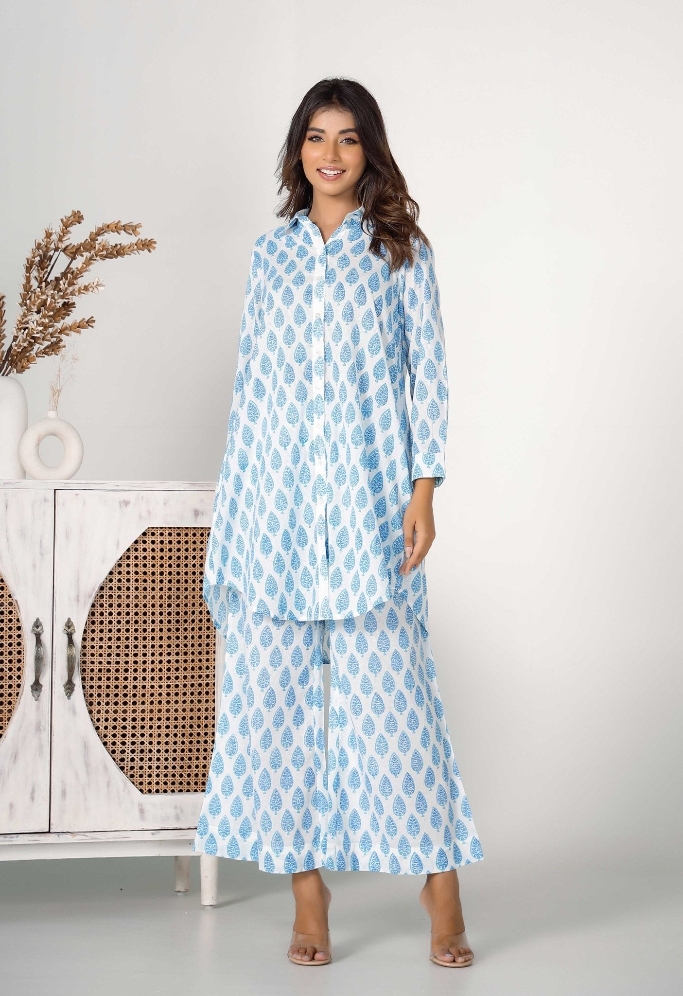 Blue Booti hand Block printed Co-ord Set (2pc) - Tara-C-Tara
