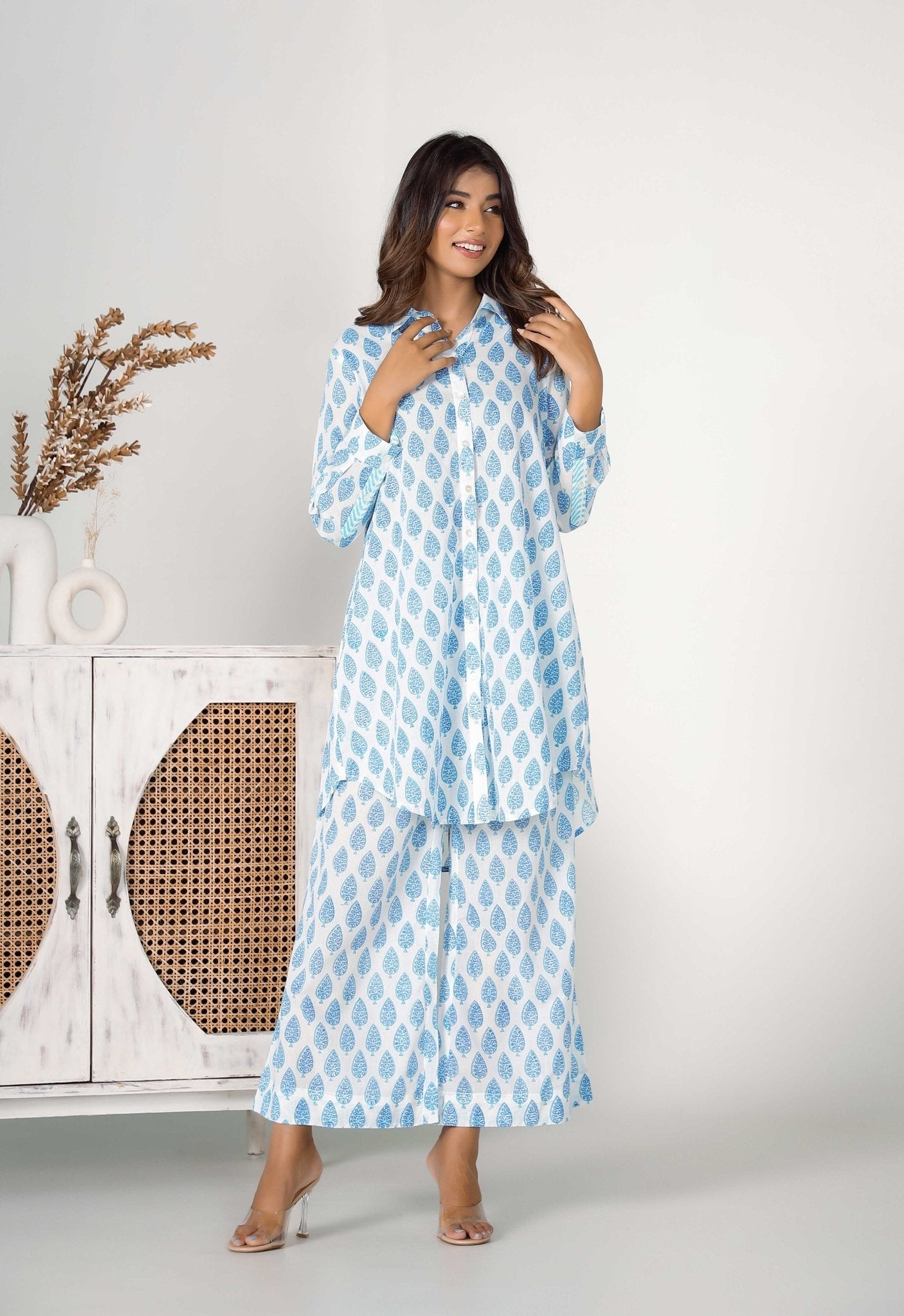 Blue Booti hand Block printed Co-ord Set (2pc) - Tara-C-Tara