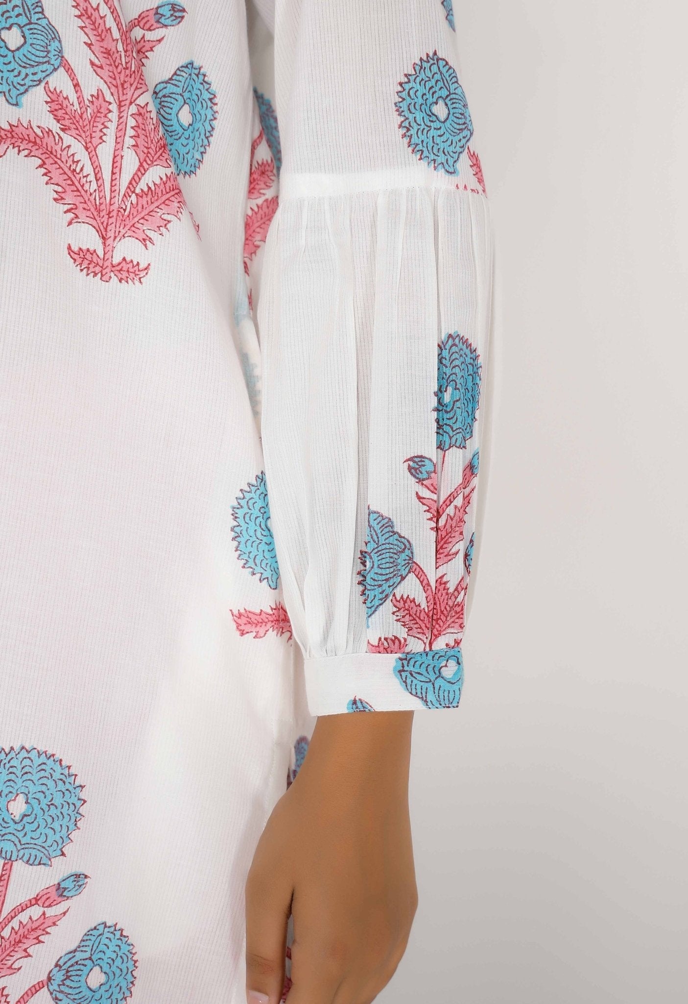 Pink Hand Block Printed Floral Co-ord Set (2pc) - Tara-C-Tara
