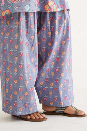 Dusty Mauve Cotton Floral Farshi Salwar Coord Set