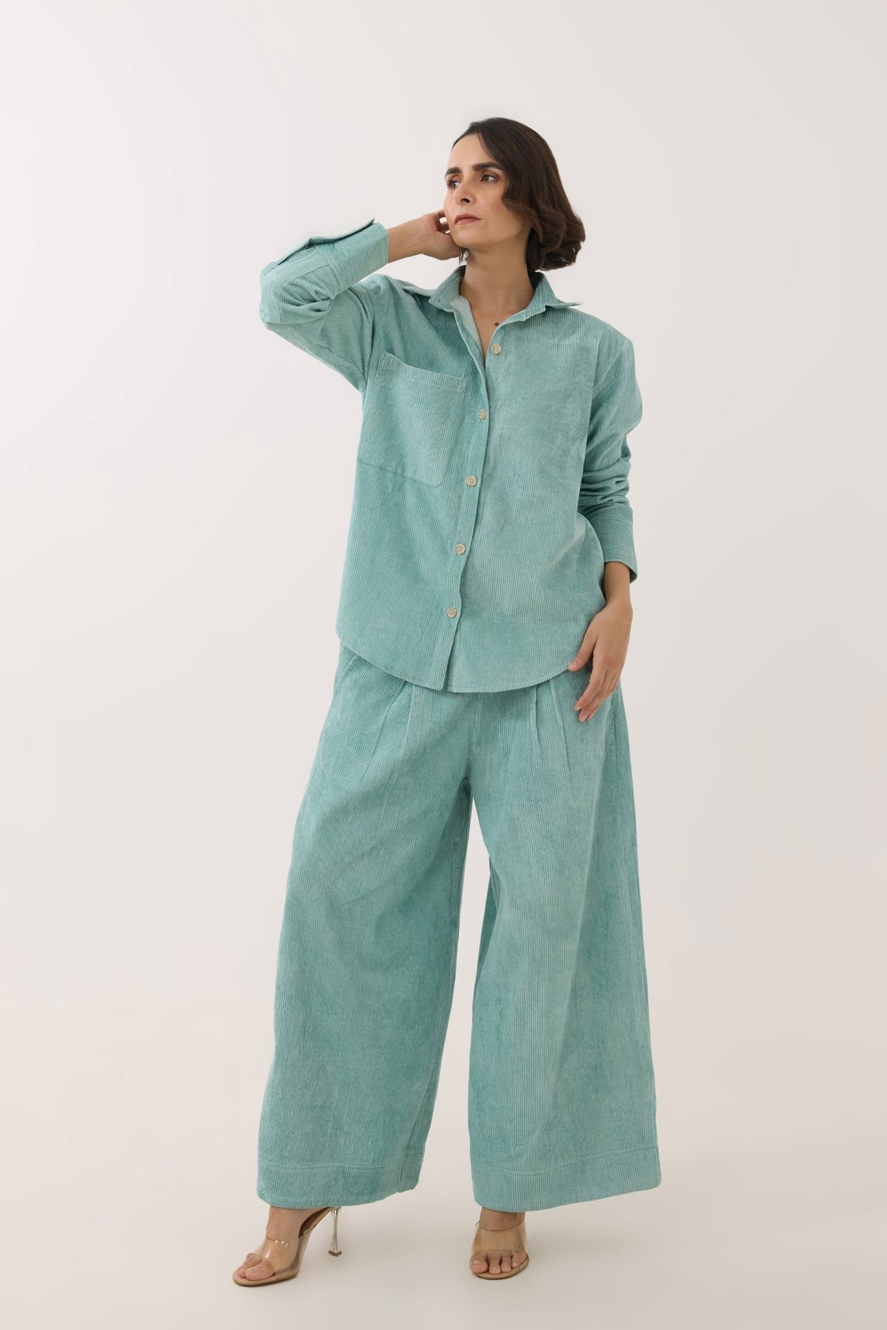 Aqua Blue Corduroy Co - ord Set - Tara - C - Tara
