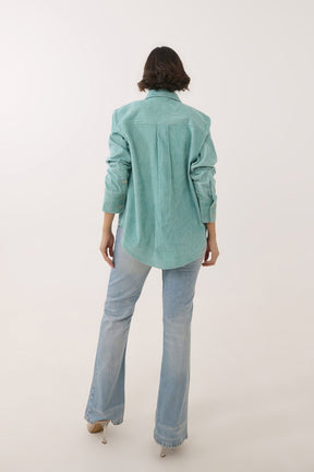 Aqua Blue Oversized Corduroy Shirt - Tara - C - Tara