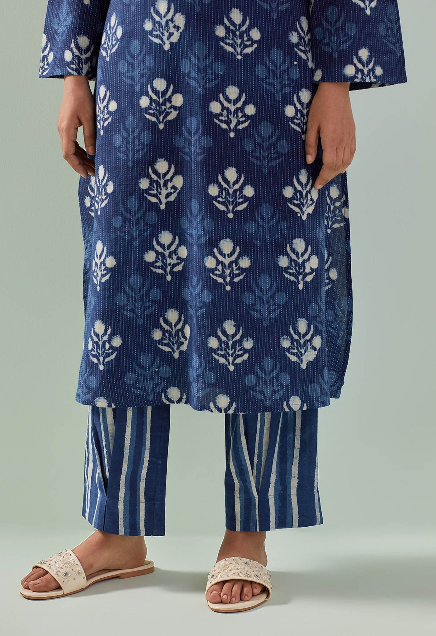 BAGRU HAND BLOCK PRINTED INDIGO COORD SET - Tara - C - Tara