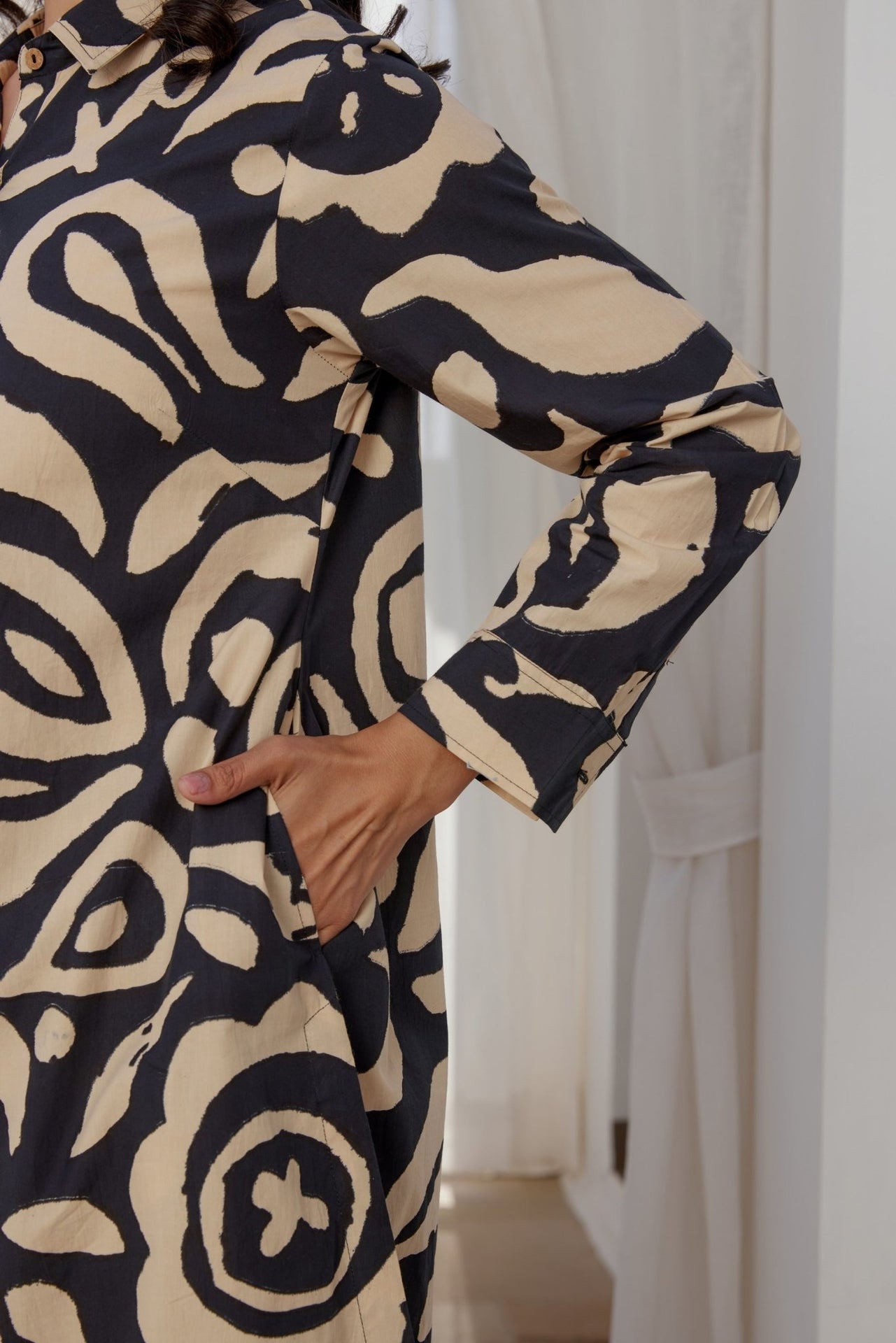 Black Abstract Printed Coord Set - Tara - C - Tara