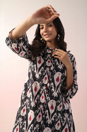Black Abstract Printed Cotton Co - Ord Set - Tara - C - Tara