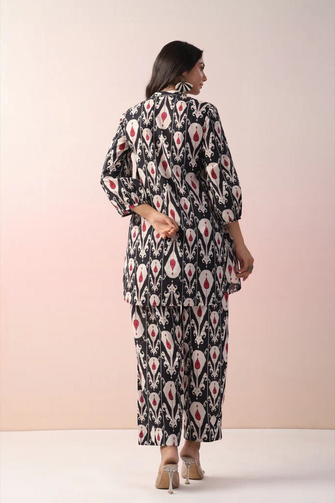 Black Abstract Printed Cotton Co - Ord Set - Tara - C - Tara
