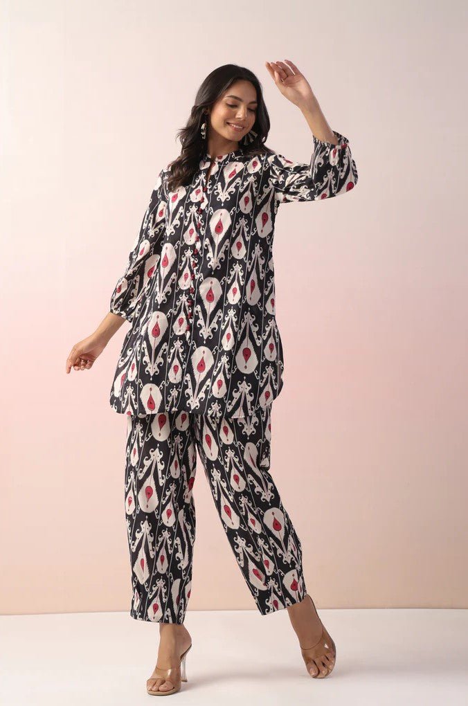 Black Abstract Printed Cotton Co - Ord Set - Tara - C - Tara