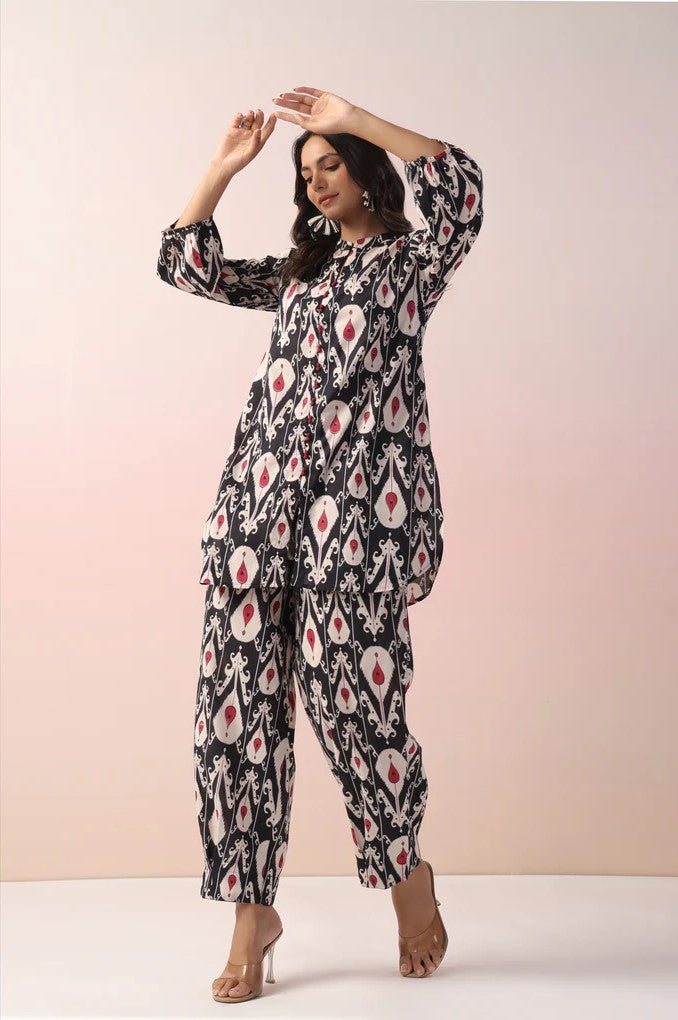 Black Abstract Printed Cotton Co - Ord Set - Tara - C - Tara