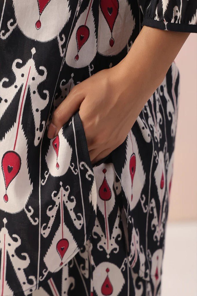 Black Abstract Printed Cotton Co - Ord Set - Tara - C - Tara