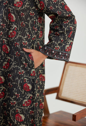 Black Floral Cotton Lurex Co - ord Set - Tara - C - Tara