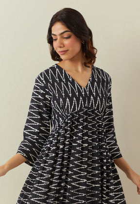 BLACK HAND BLOCK PRINTED DRESS - Tara - C - Tara