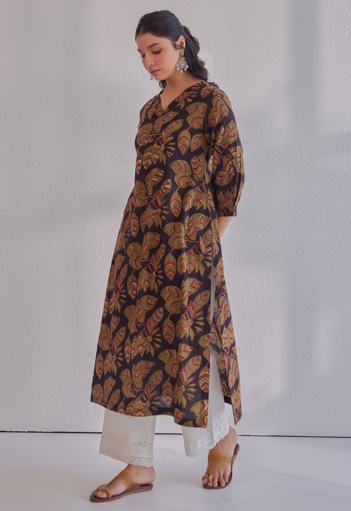 Black Jahota Hand Block Printed Kurta - Tara - C - Tara