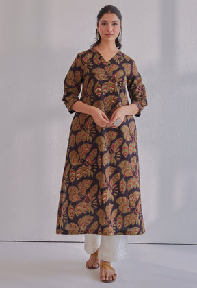 Black Jahota Hand Block Printed Kurta - Tara - C - Tara