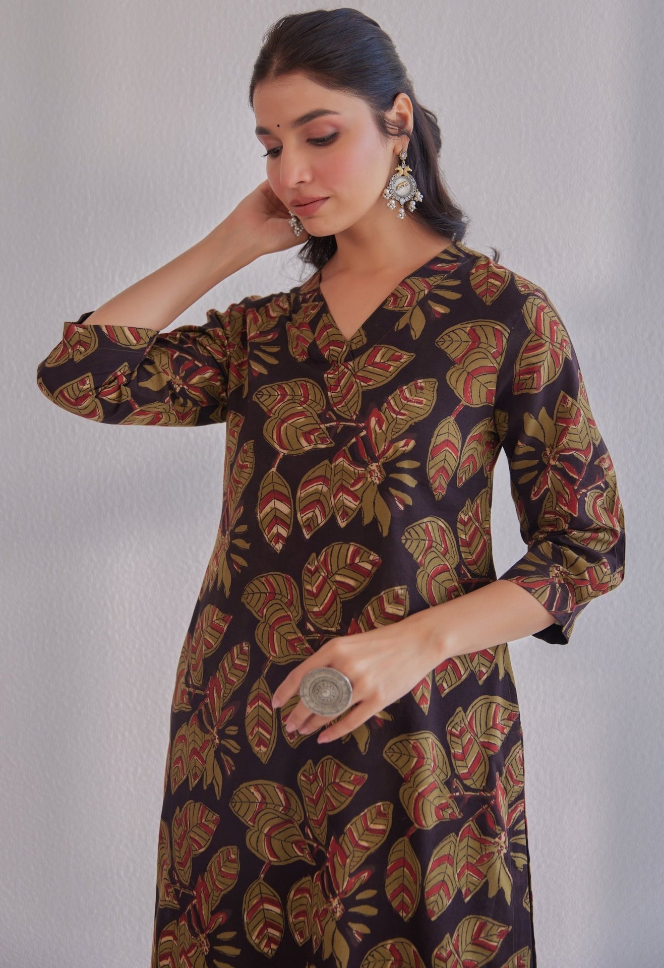 Black Jahota Hand Block Printed Kurta - Tara - C - Tara