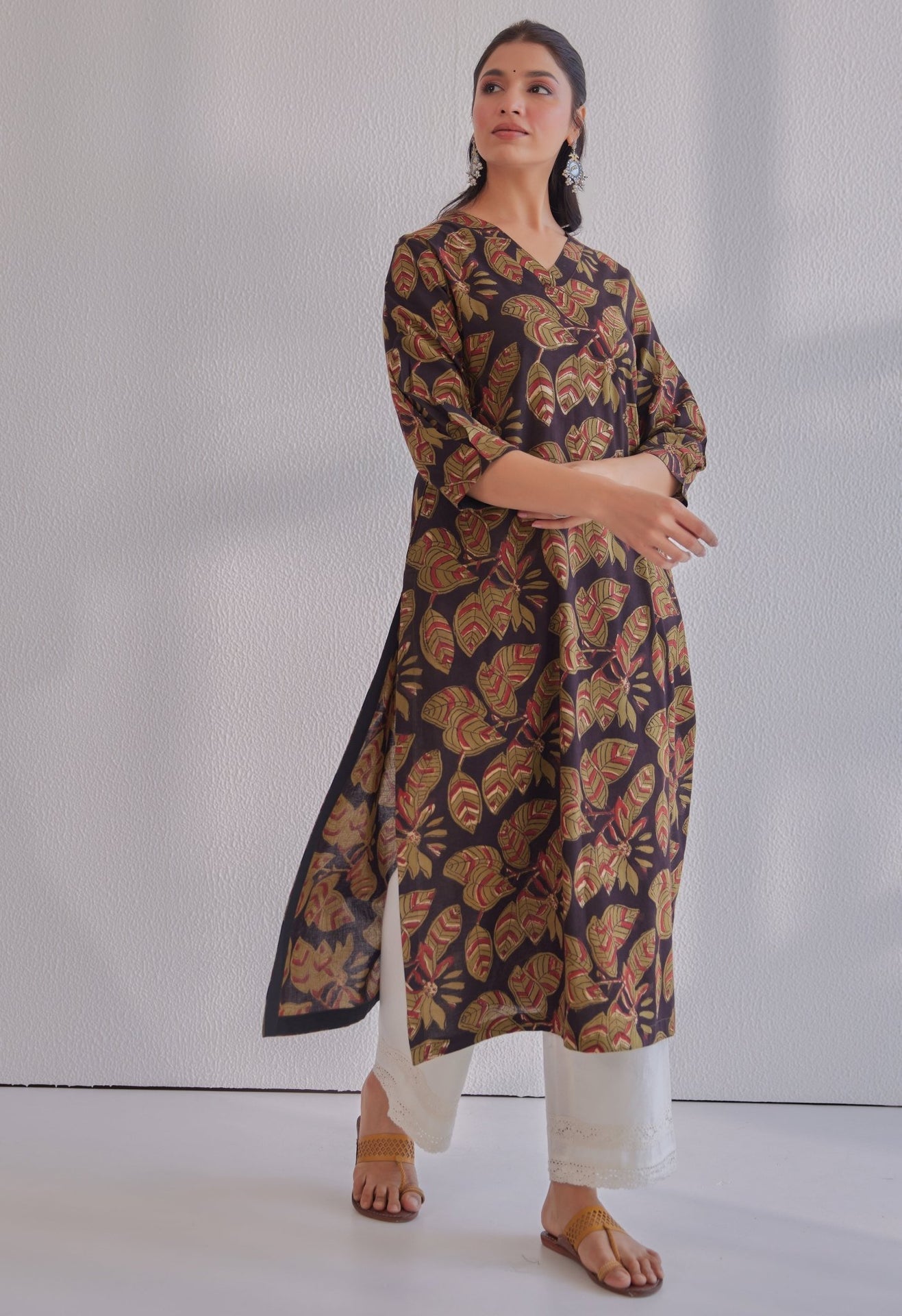 Black Jahota Hand Block Printed Kurta - Tara - C - Tara