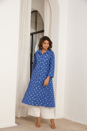 Blue Bandhej Hand Tie Dye Coord Set - Tara - C - Tara