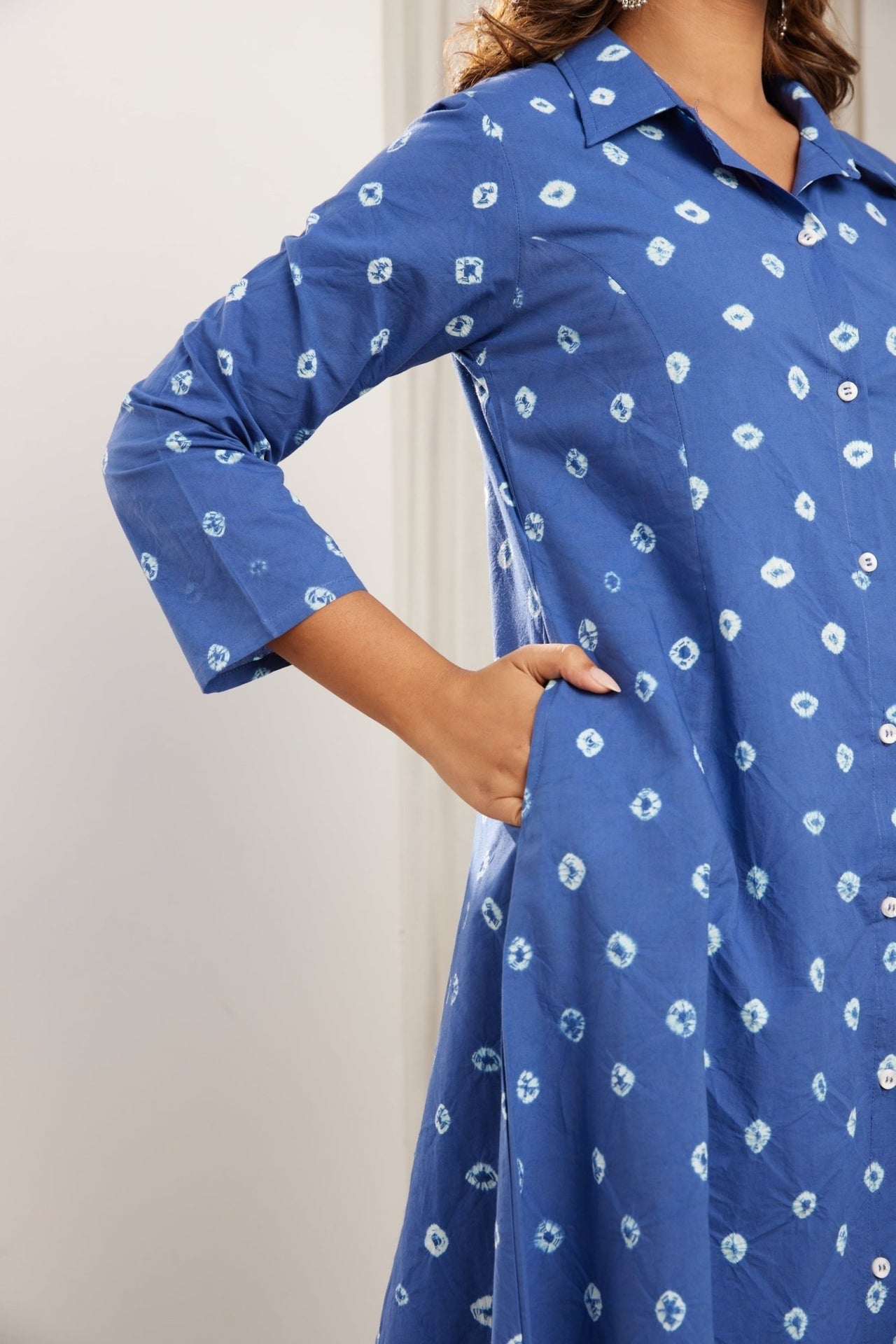 Blue Bandhej Hand Tie Dye Coord Set - Tara - C - Tara