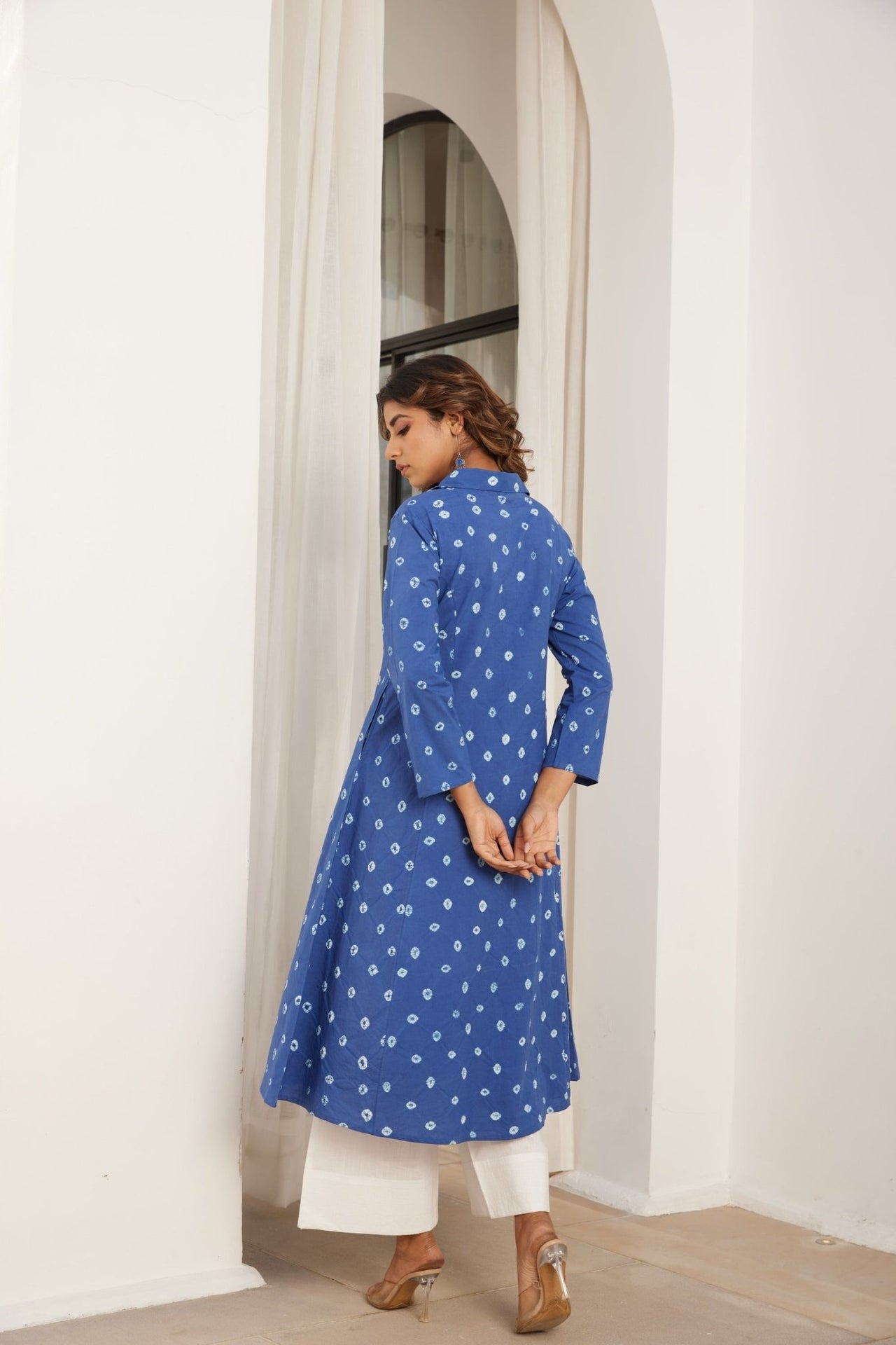 Blue Bandhej Hand Tie Dye Coord Set - Tara - C - Tara