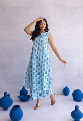 Blue Buti Hand Block Printed Coord Set - Tara - C - Tara