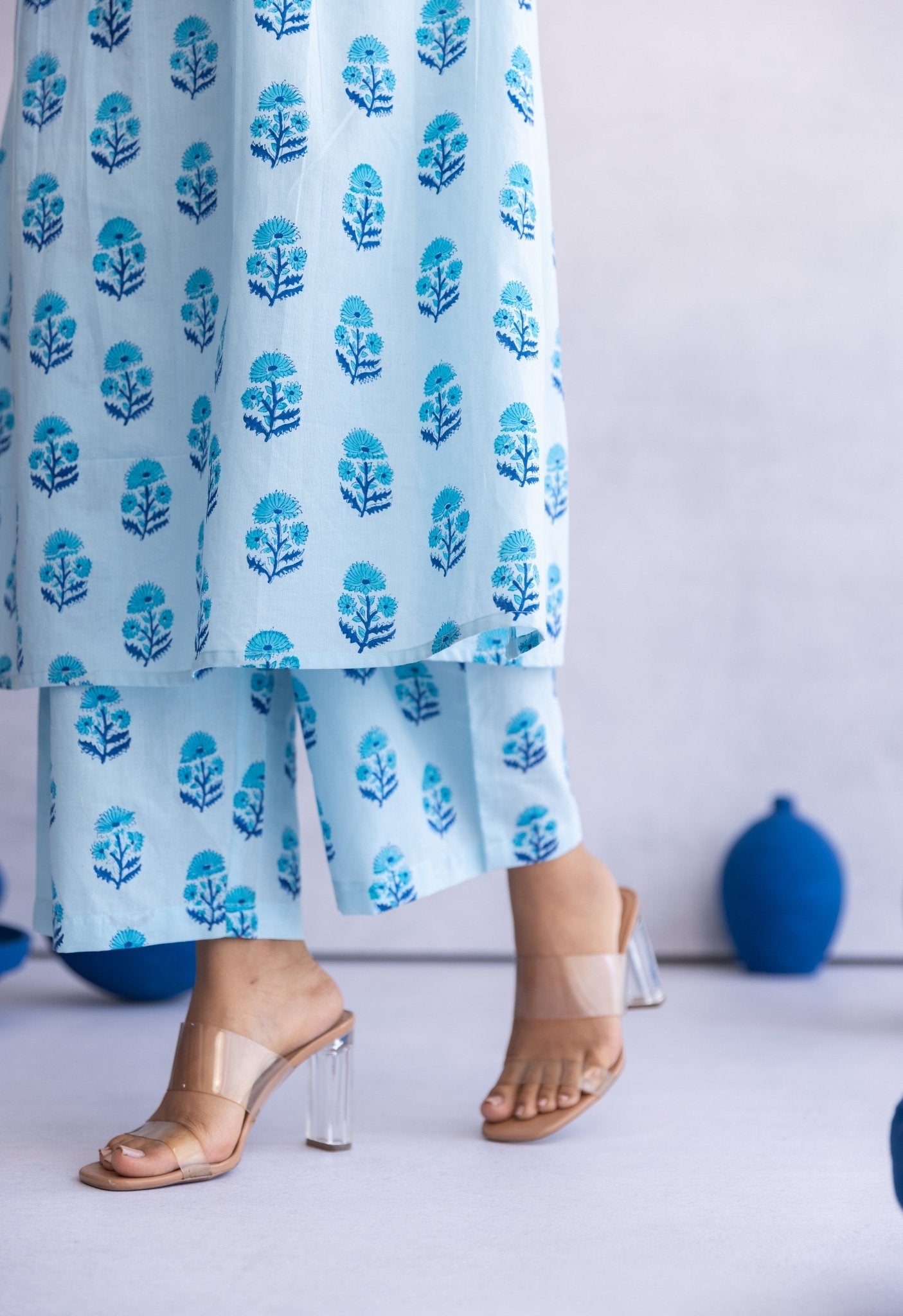 Blue Buti Hand Block Printed Coord Set - Tara - C - Tara