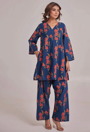 BLUE FLORAL CO - ORD SET WITH FARSI SALWAR PANTS - Tara - C - Tara