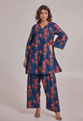 BLUE FLORAL CO - ORD SET WITH FARSI SALWAR PANTS - Tara - C - Tara