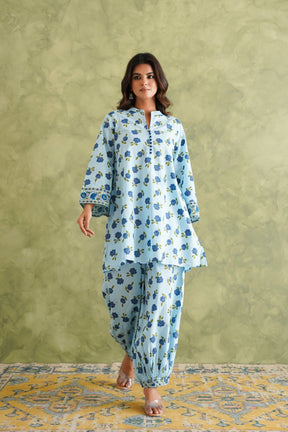 Blue floral Printed Coord Set - Tara - C - Tara