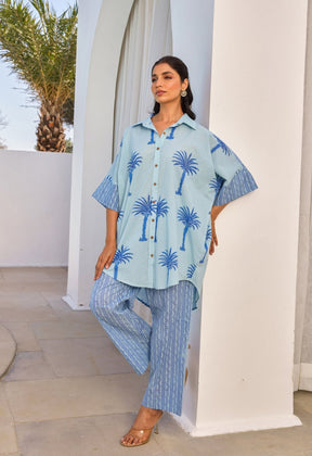 Blue hand Block Printed Coord Set - Tara - C - Tara