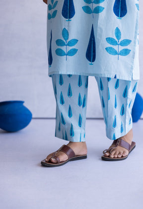 Blue Hand Block Printed Coord Set - Tara - C - Tara