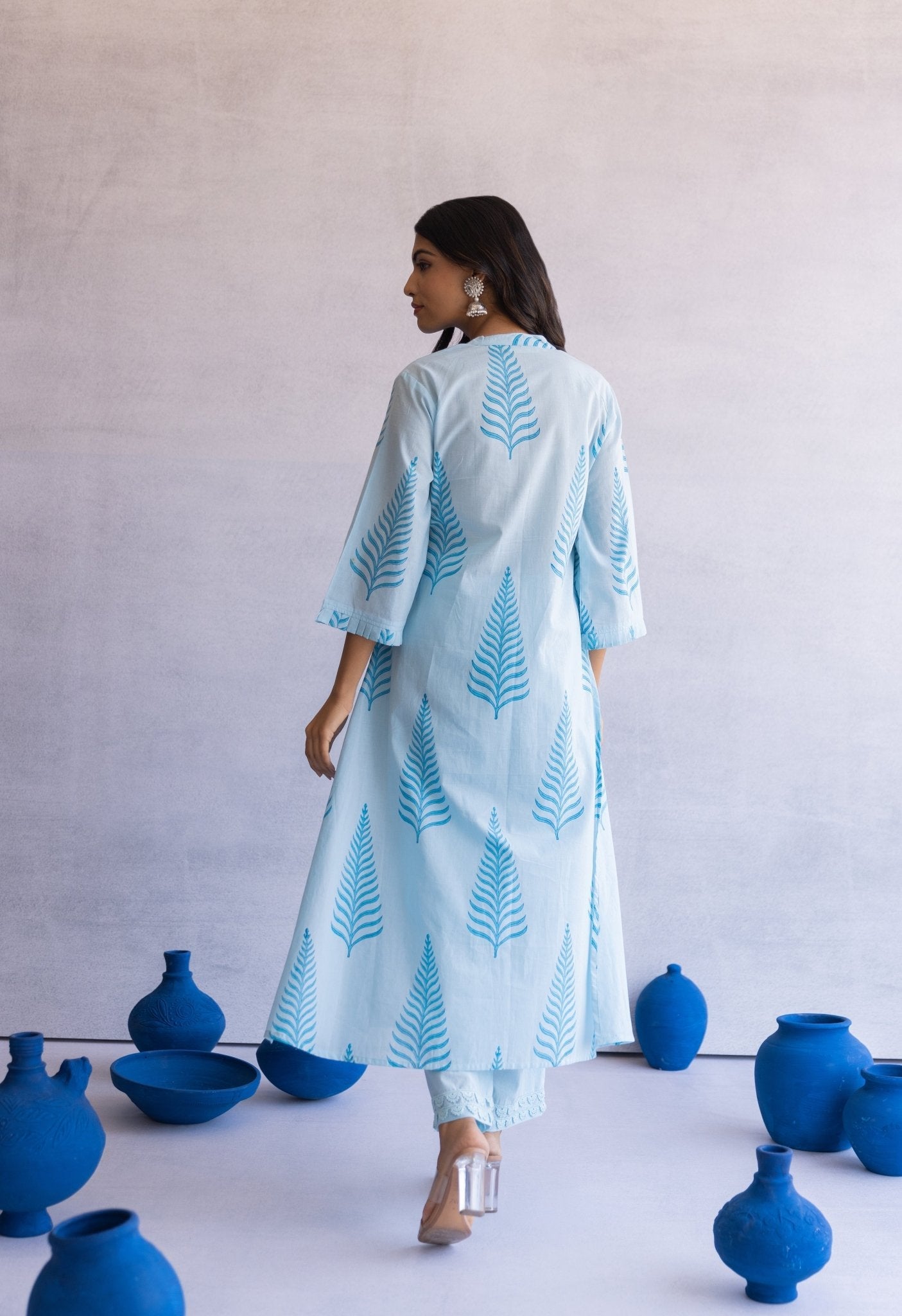 Blue Hand Block Printed Coord set - Tara - C - Tara