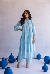 Blue Hand Block Printed Coord set - Tara - C - Tara