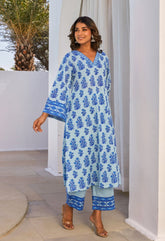 Blue Hand Block Printed Coord Set - Tara - C - Tara