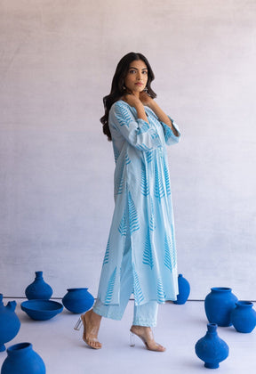 Blue Hand Block Printed Coord set - Tara - C - Tara