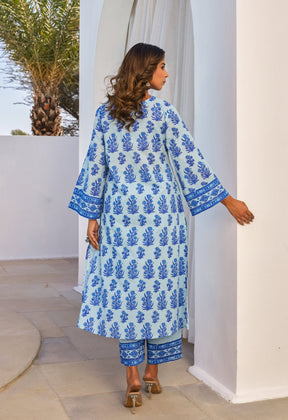 Blue Hand Block Printed Coord Set - Tara - C - Tara