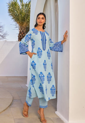 Blue Hand Block Printed Coord Set - Tara - C - Tara